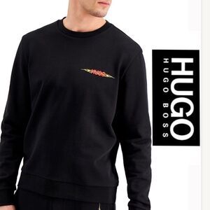 HUGO BOSS Men's Flame Logo Sweatshirt In Black S